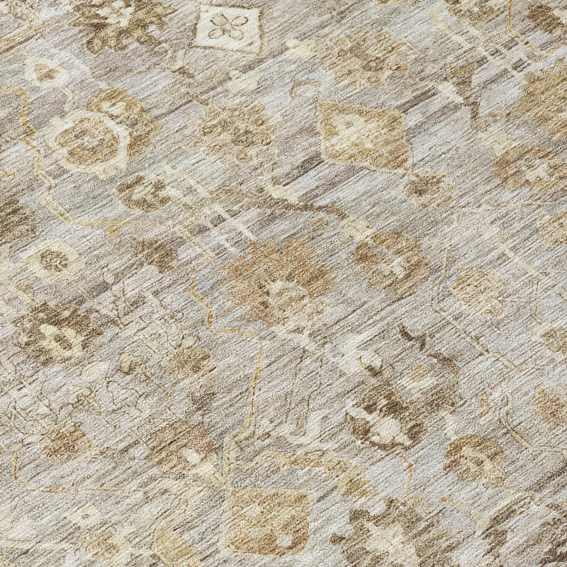 Tapis taupe Xhevrie intérieur / extérieur lavable à la machine, Rectangulaire 3 pi x 5 pi