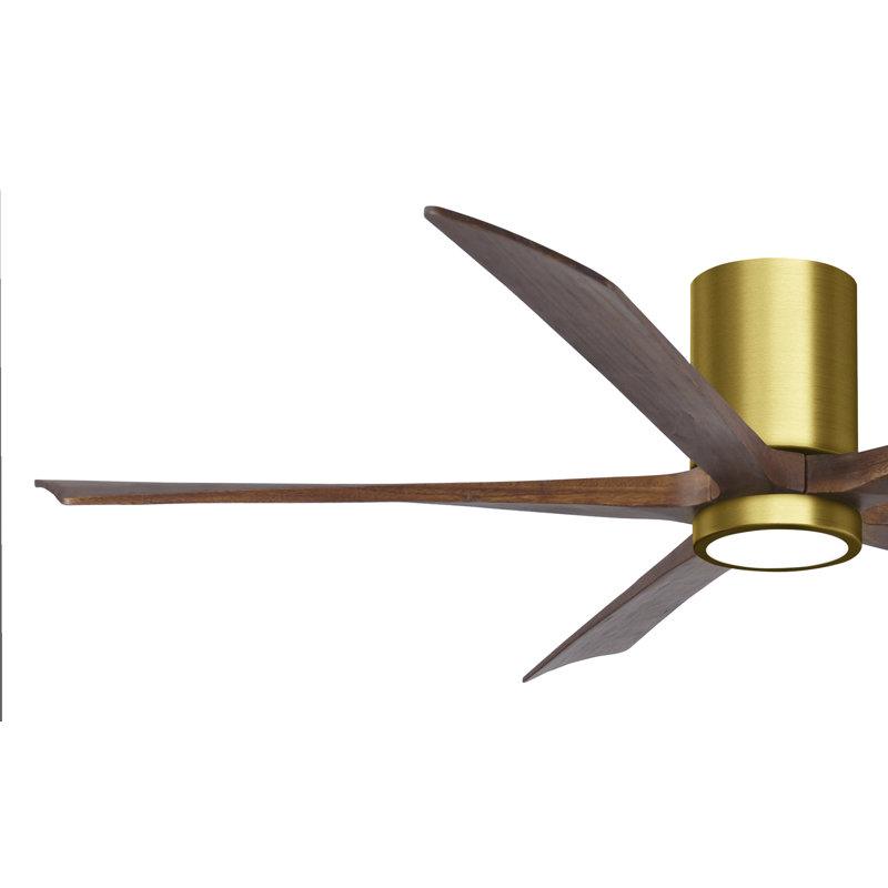 Irene Flushmount Light Kit 5 Blade LED Ceiling Fan, Brushed Brass, Walnut Tone, 60"