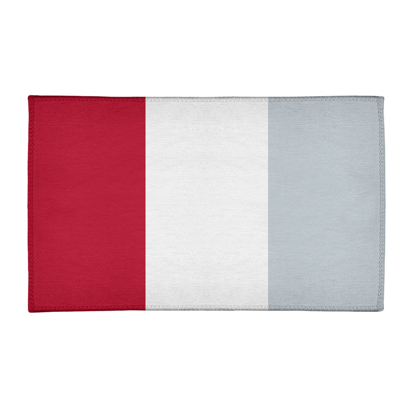 Tapis tissé à plat rouge/blanc/argent Los Angeles, Rectangle 3 pi x 5 pi