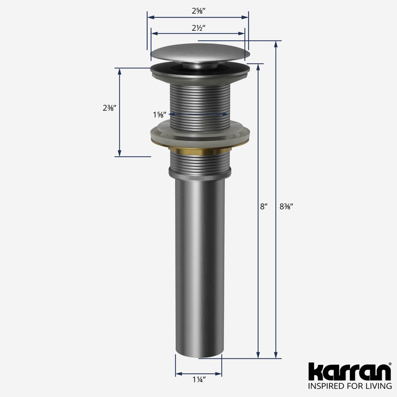 Karran Pop-up Bathroom Sink Drain, Stainless Steel