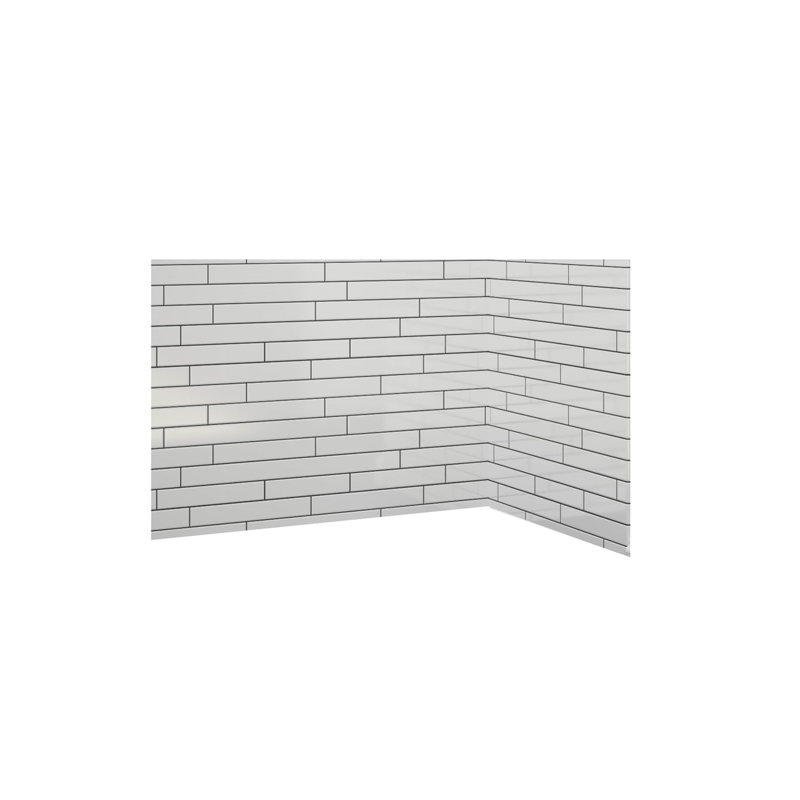 Système de douche blanc avec siège moulé avec coulis argentés Illusions l 60 po x P 36 po x H 96 po, Blanc / argent, Gauche