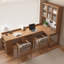 Bureau rectangulaire brun en bois massif et verre-728779428