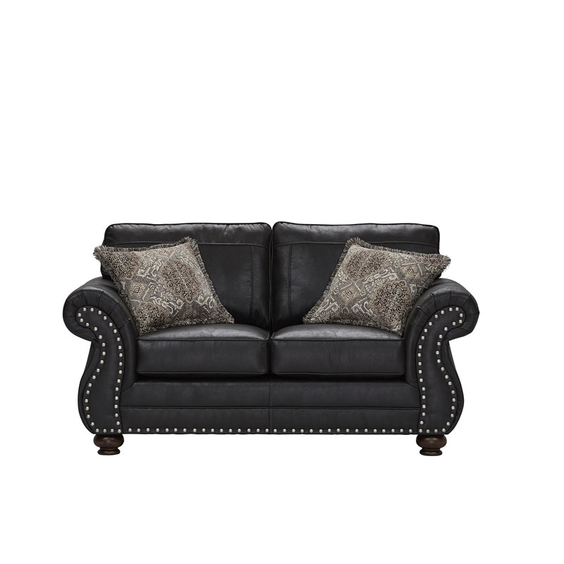 Claycomb 69" Rolled Arm Loveseat, Black