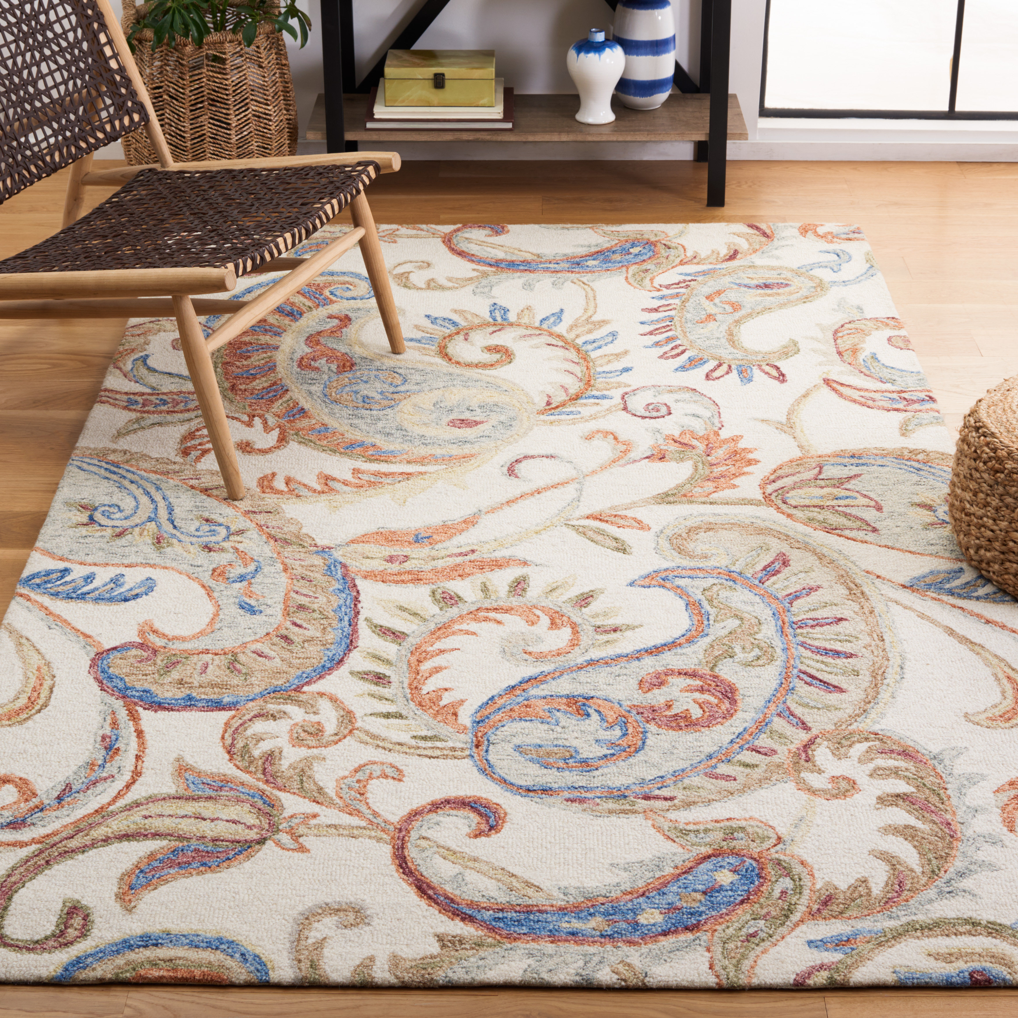 Runner Alben Paisley Handmade Tufted Wool/Cotton Area Rug in Ivory/Rust Lark Manor Rug Size: Rectangle 3' x 5