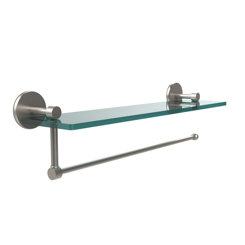 Dalston Bracket Shelf with Towel Bar, Satin Nickel