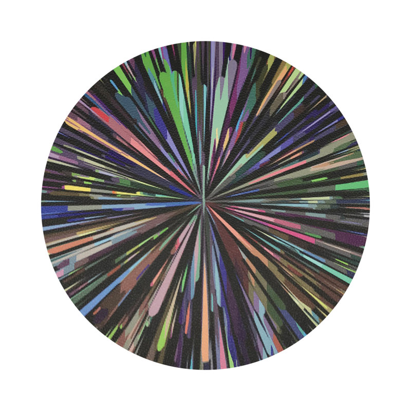 Fireworks Black Vegan Leather Round Coasters, Black