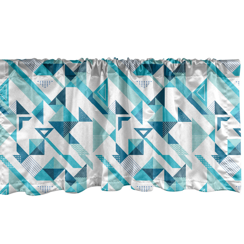 Cantonnière Ambesonne - ensemble de 2 formes géométriques fantaisistes - écume de mer - bleu mer