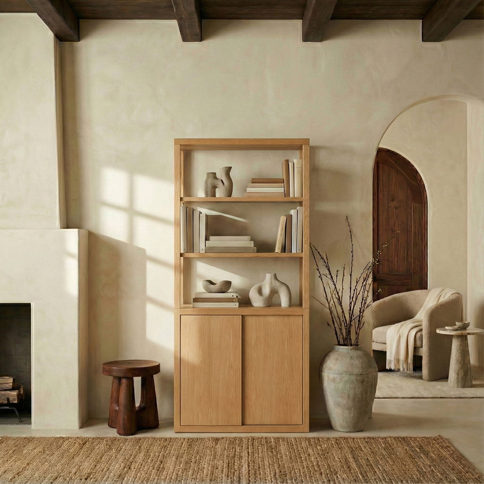 Elanna Wood 4 Shelf Bookcase, Natural