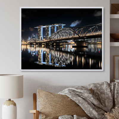 Singapour, beau, paysage urbain, noir, impression