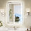 Miroir de salle de bain Bluetooth à DEL à éclairage avant et rétroéclairé, 3 couleurs de température et intensité variable, miroir de coiffeuse en verre trempé