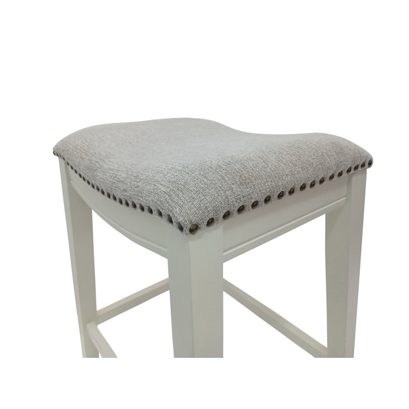 Élégant tabouret de comptoir blanc de 25 pouces avec un design peu encombrant