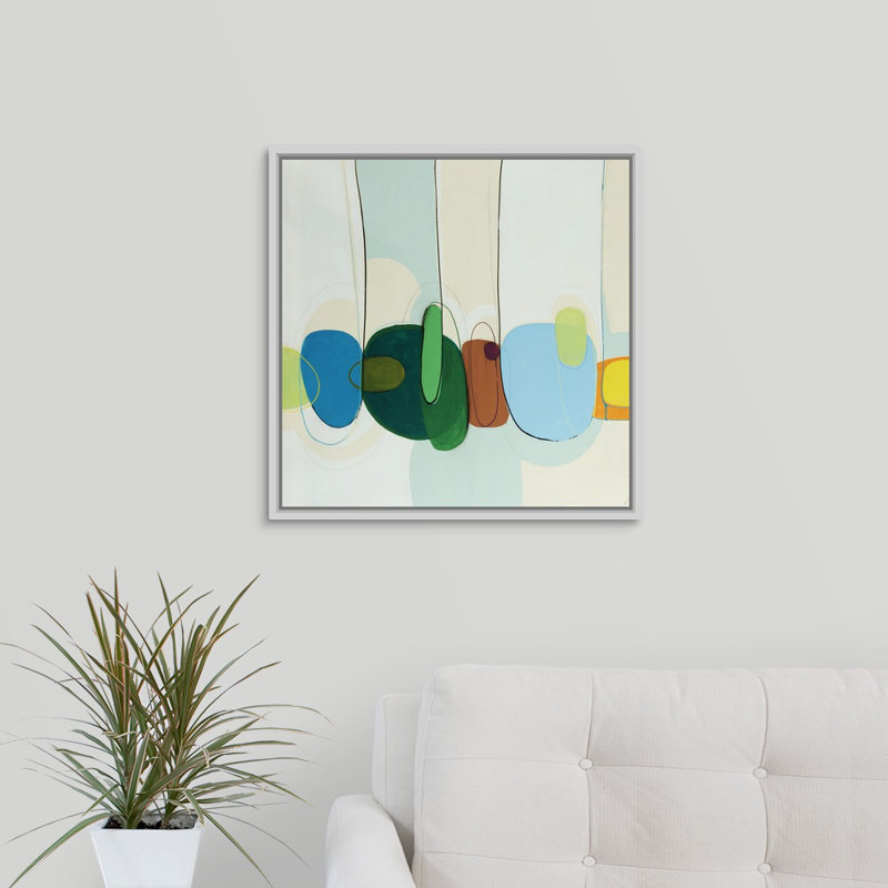 « bubbleed over », peinture sur toile, H 21,7 po x l 21,7 po x P 1,75 po, Cadre flottant blanc