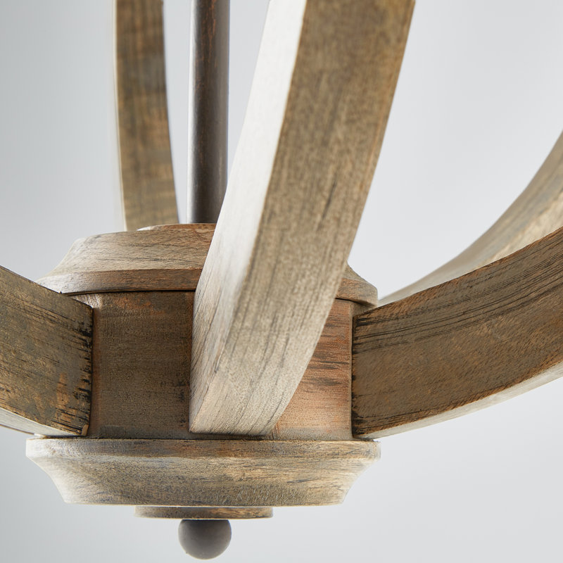 Lustre empire 6 lumières style Tybee avec détails en bois
