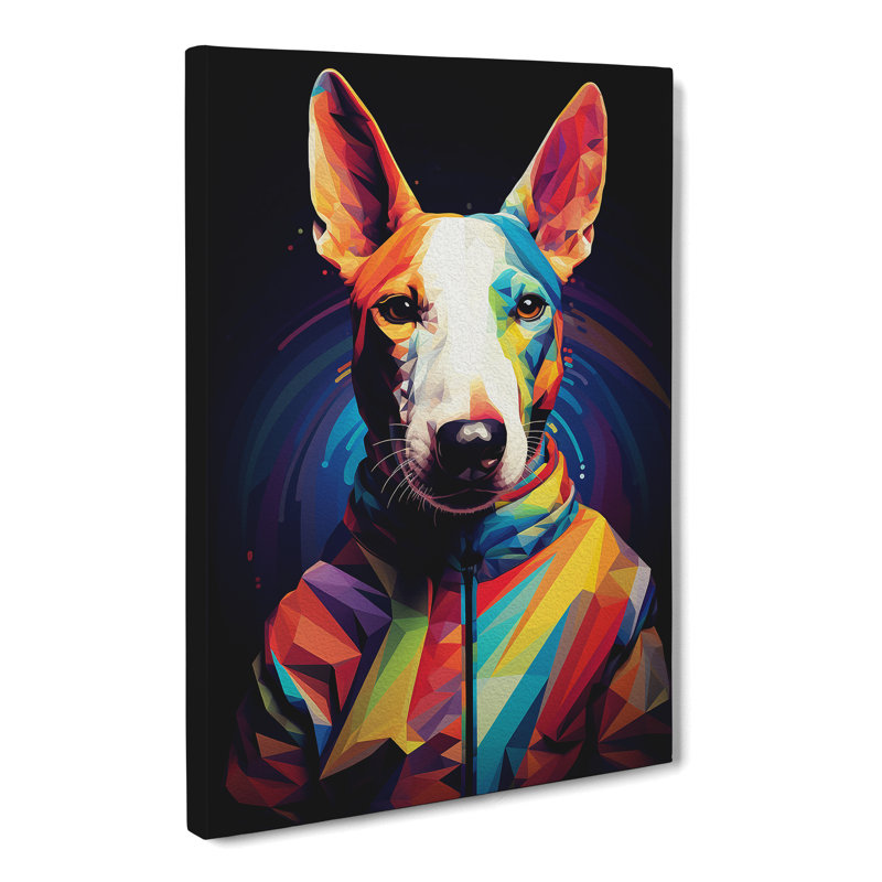 English Bull Terrier Futurism - Print on Canvas, 60cm H x 40cm W x 3cm D