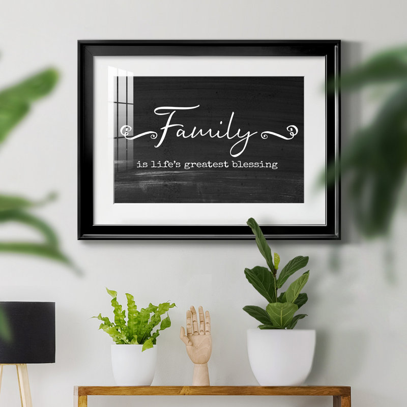 Greatest Blessing - Art textuel avec cadre photo, H 18,5 po x l 24,5 po x P 1,5 po, Papier avec cadre noir, Blanc mat