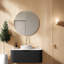 Meuble-lavabo flottant moderne avec lavabo et rangement en céramique, finition blanche et noire