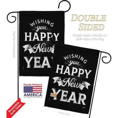 Double Sided 18.5'' H x 13'' W Polyester New Year's Flag Set