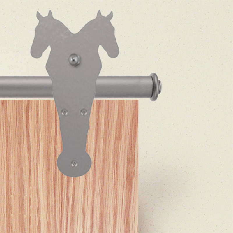 Ensemble de quincaillerie pour porte de grange à double porte simple, Nickel satiné