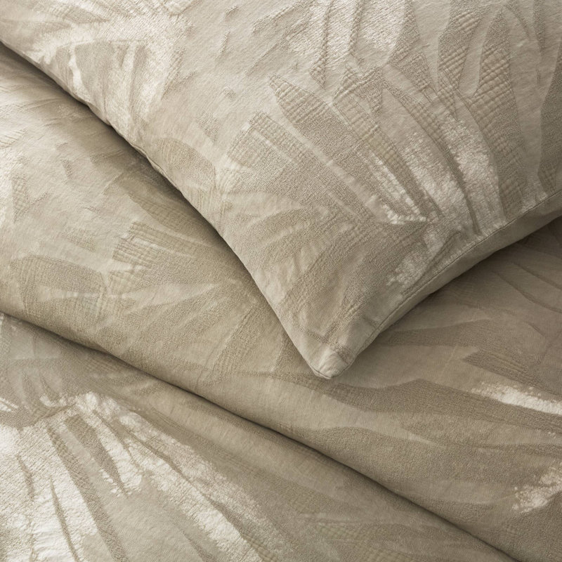 Coastal Leaves 3 Piece Cotton Duvet Set, Linen, King