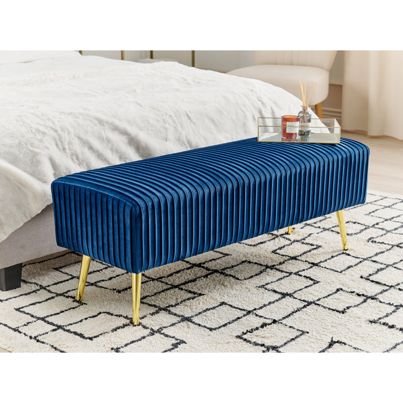 Mattawan Velvet Upholstered Bench, Blue