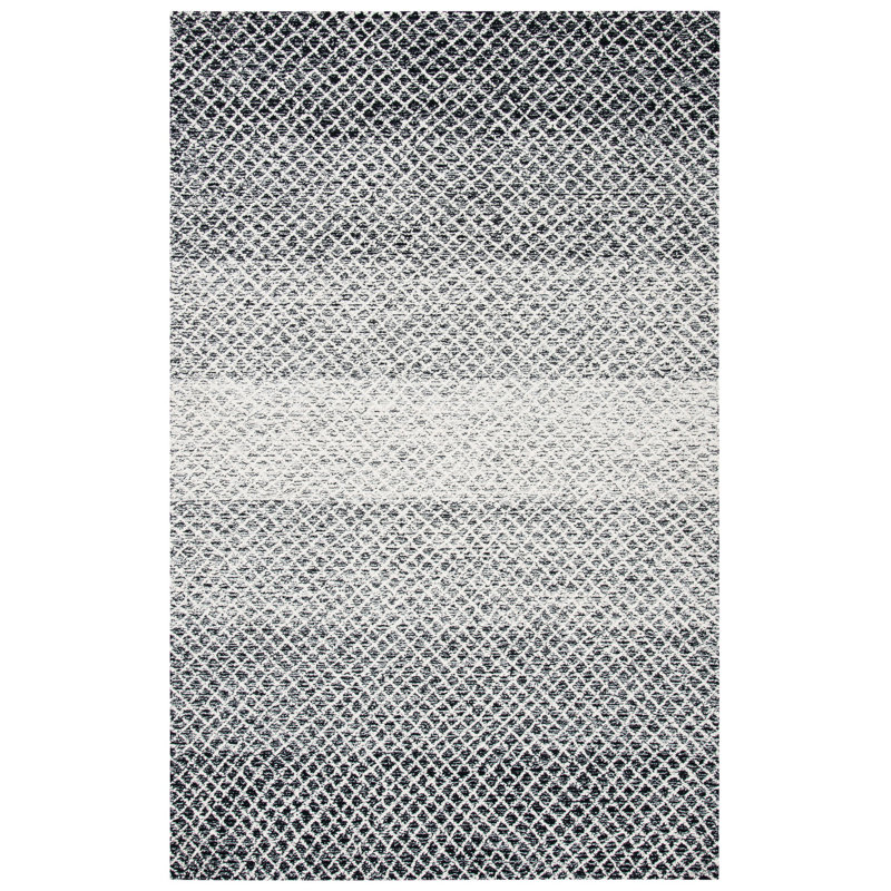 Micro-Loop Hand Tufted Wool And Cotton Geometric Rug, Rectangle 5' x 8'