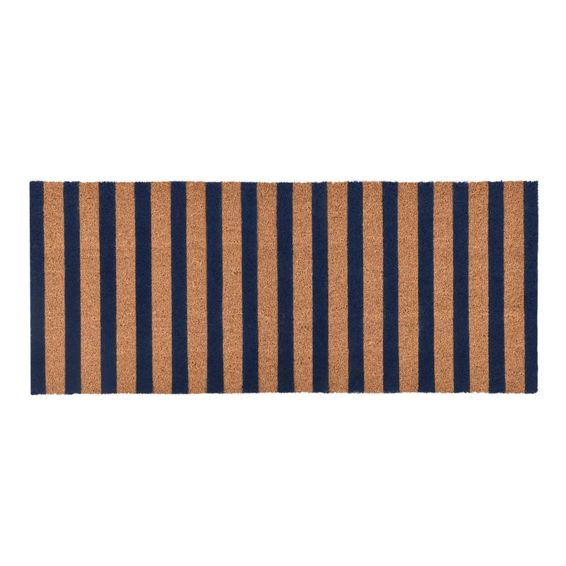 Coir Striped Outdoor Doormat, Tan/Navy