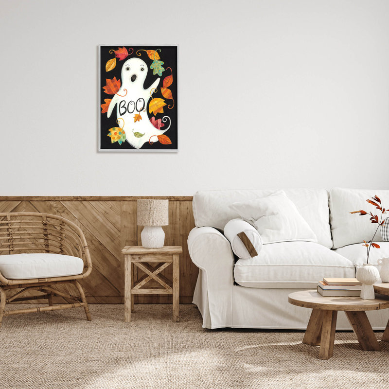 Motif fantôme rétro Boo à -135, H 30 po x l 24 po x P 1,5 po, Estampe numérique Farmhouse