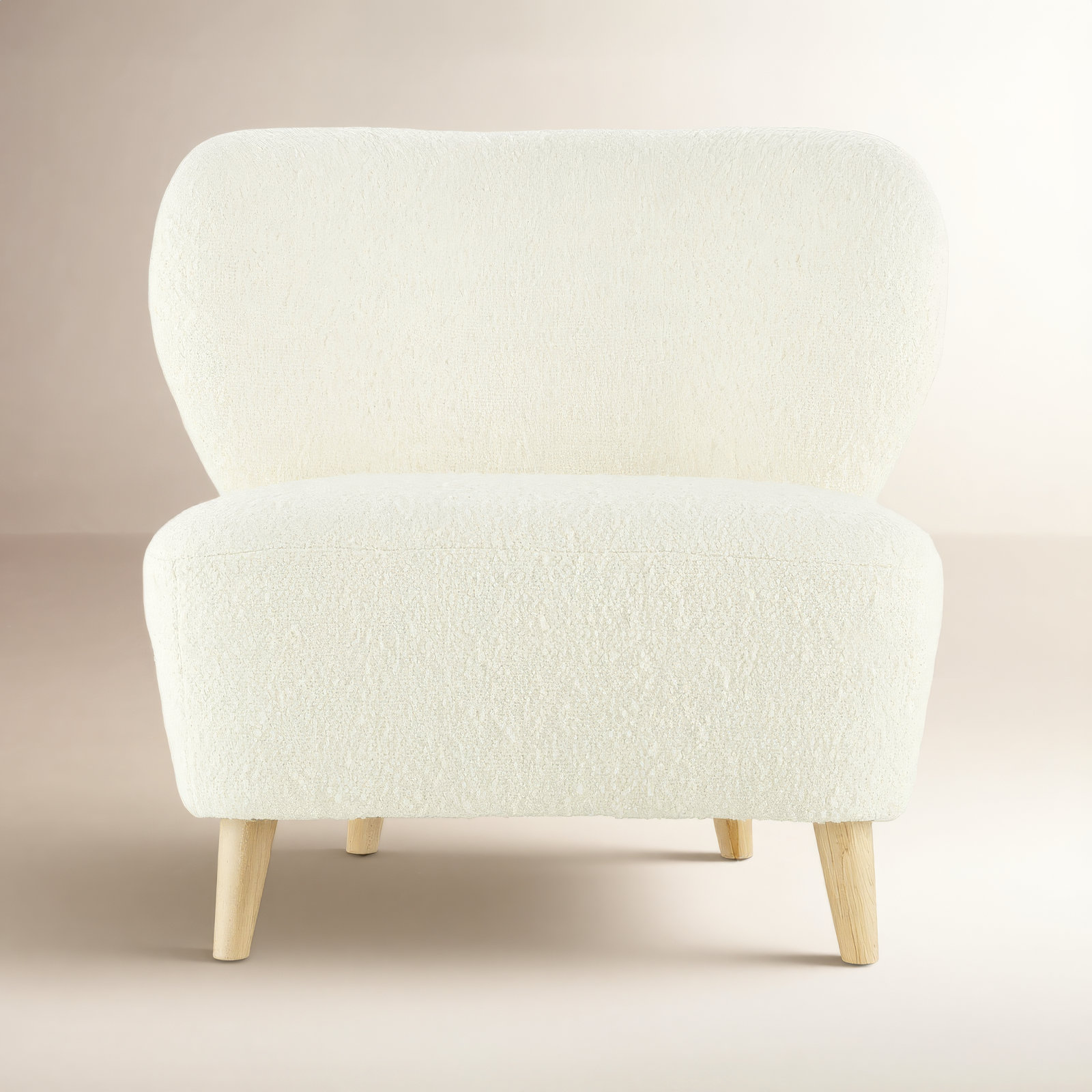 Apollonia Linen Accent Chair, Ivory Wool Boucle