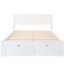 Lit plateforme double en blanc avec une capacité extraordinaire sous le tiroir - pin massif fabriqué et pour une chambre à coucher luxueuse, nombreuses options de rangement pratiques