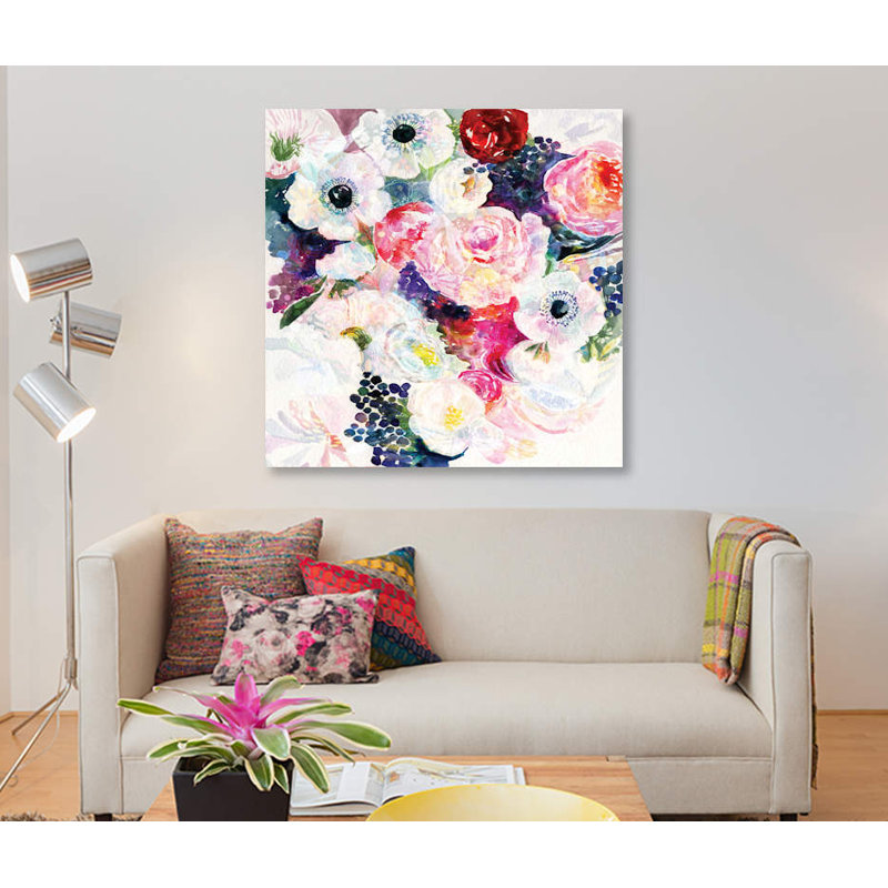 « abondance bouquet » par stéphanie corfee, impression sur toile, H 16 po x l 16 po x P 1 po, Papier d'art encadré noir
