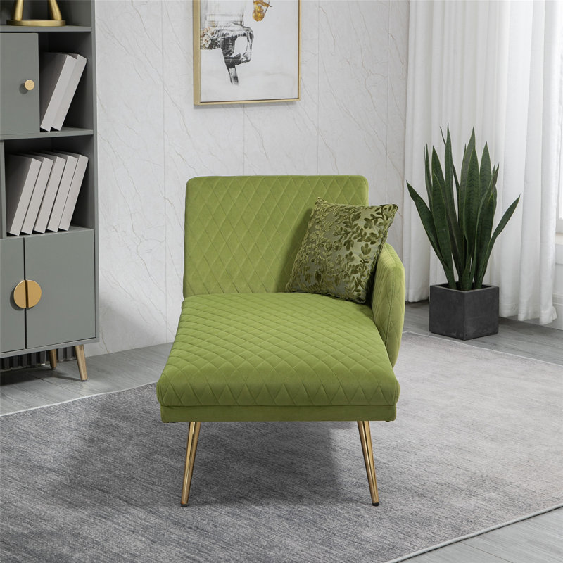 Chaise longue rembourrée Lyllia, Mélange de polyester vert