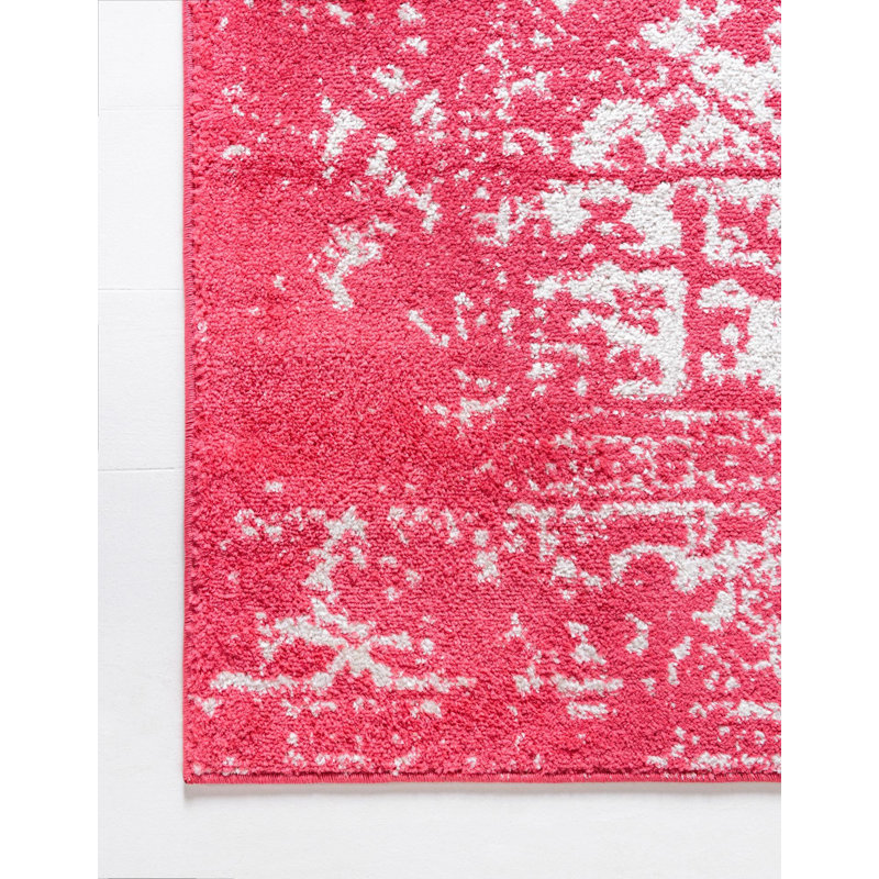 Tapis oriental rose Maxence, Carré 5 pi 3 po