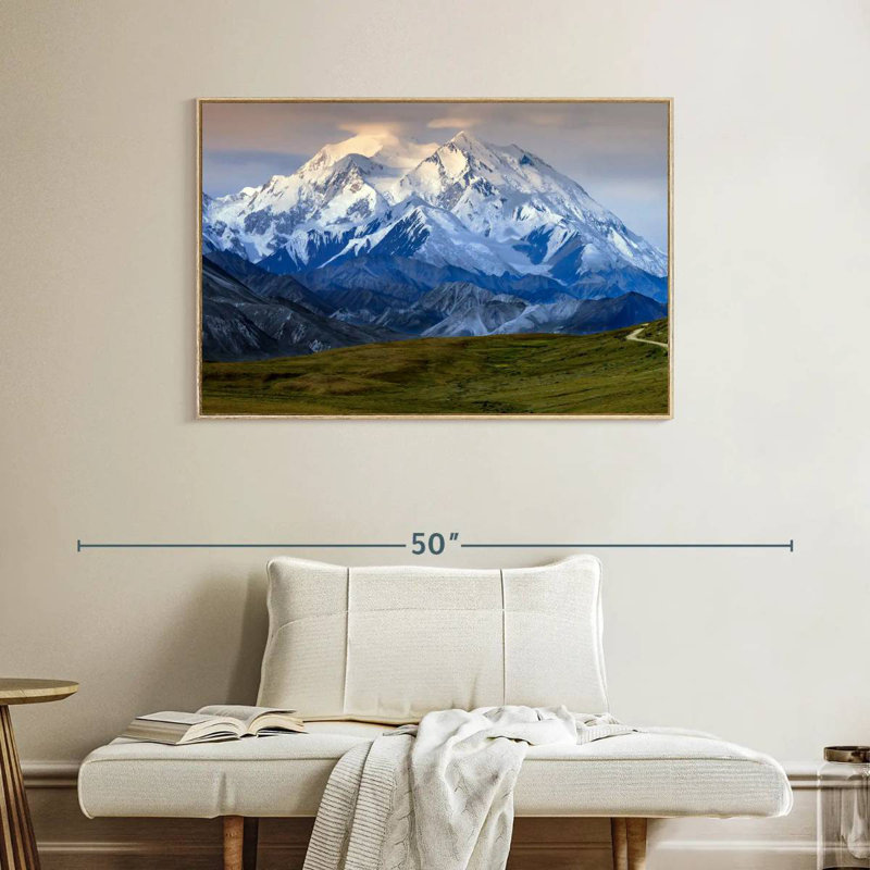 Denali en Alaska, Cadre flottant en bois naturel, 43 po x 29 po