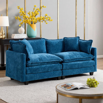 76.7" Cloud Sofa Loveseat – Chenille Modular 2-Seater Couch with Double-Layer Upholstered Seat Cushion, Breathable Fabric – Ergonomic Backrest Pillow, Flexible Configuration – for Living Room, Bedroom, Apartment (Ottoman Not Included)
