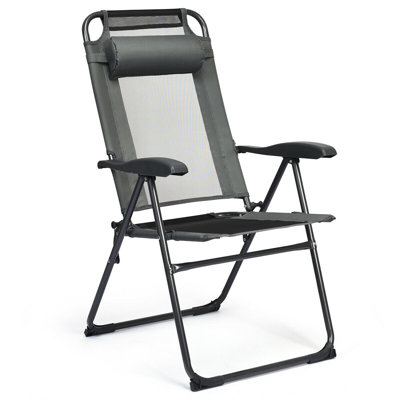 Gymax 4pc Folding Chairs Adjustable Reclining Chairs With Headrest Patio Garden Black