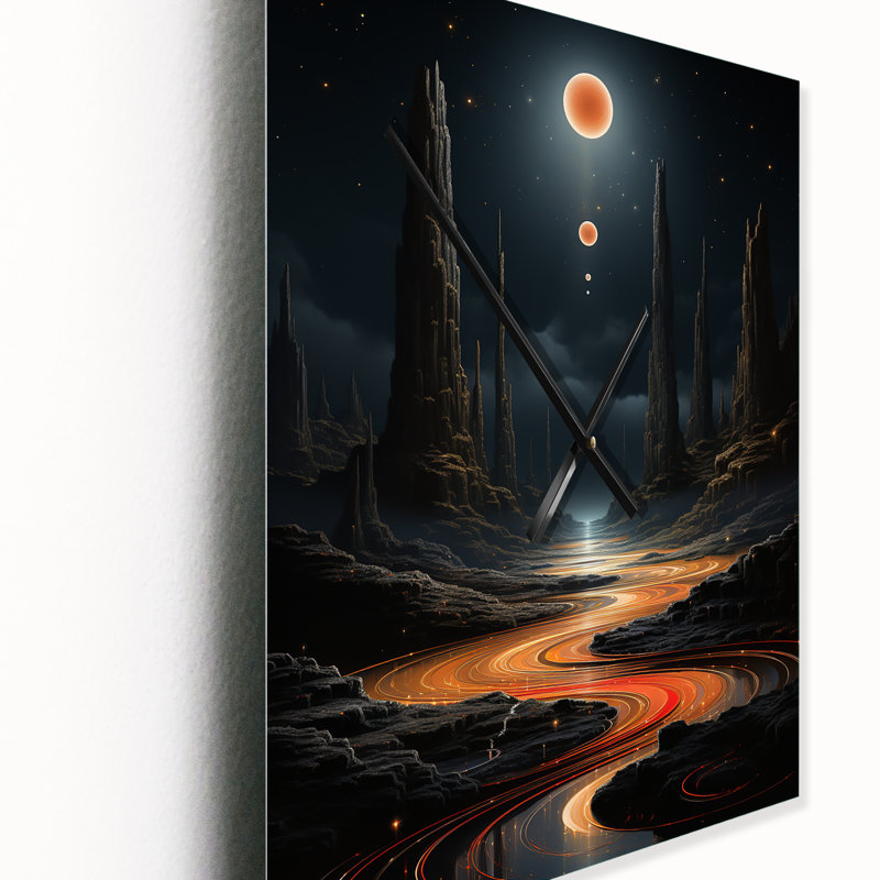 Horloge murale surdimensionnée bleue orange, Médium