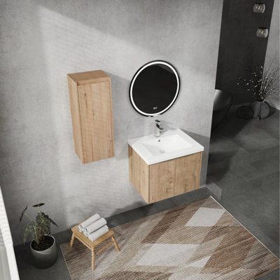 Ensemble de meuble-lavabo mural "| lavabo et armoire latérale | portes à fermeture en douceur | conception combinée | assemblage facile