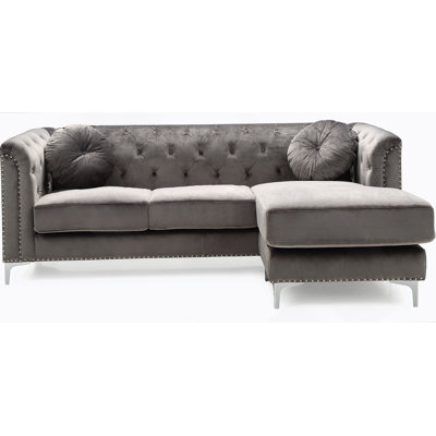 Glory Furniture Pompano Sofa Chaise ( 3 Boxes ), Dark Gray