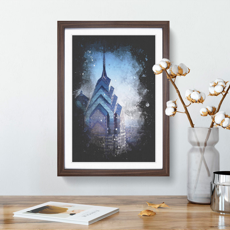 One Liberty Place in Philadelphia - Picture Frame Graphic Art Print, 45cm H x 33cm W x 2cm D, Walnut Framed
