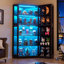 Vitrine d'angle avec portes vitrées et éclairage à DEL, vitrine en verre de 71 po pour objets de collection, jouets, livres, bibliothèque supplémentaire avec 5 tablettes, armoire de rangement pour le salon, la chambre à coucher, le bureau