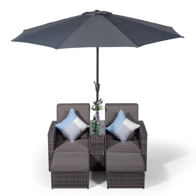 Duenweg 2 Seater Lounges with Cushions and Parasol