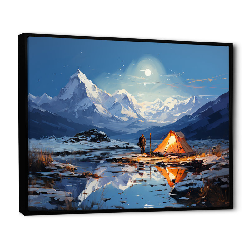 Mountain Mountain Solitude 3 - Art mural de voyage en camping, Cadre flottant noir, H 34 po x l 44 po x P 1,5 po