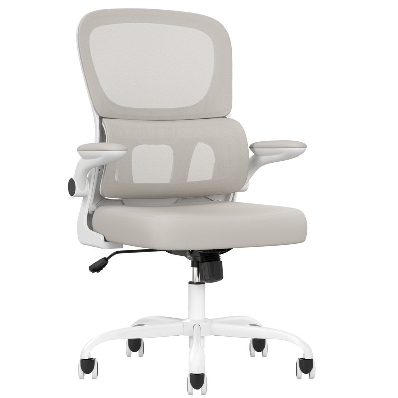 Ergonomic Home Office Mesh Task Chair Computer Chair, White, Khaki