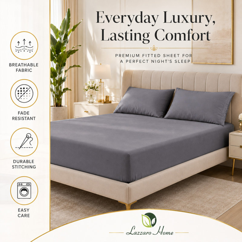 Luxury Extra Deep Fitted Sheet, 40cm (16 Inch) Pocket, Soft Hypoallergenic Fade-Resistant Brushed Microfibre Bedding with Durable Elastic Edges