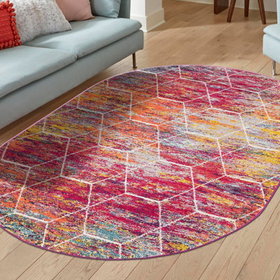 Tapis géométrique fuchsia