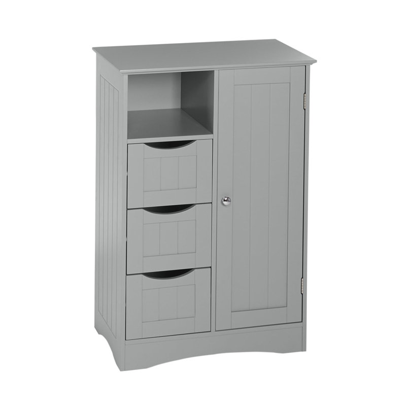Single Door Bathroom Storage Cabinet with 3 Drawers, Gray