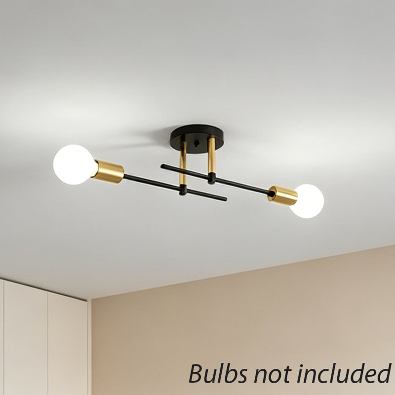 Flush Mount, NOT included, Black + Glod