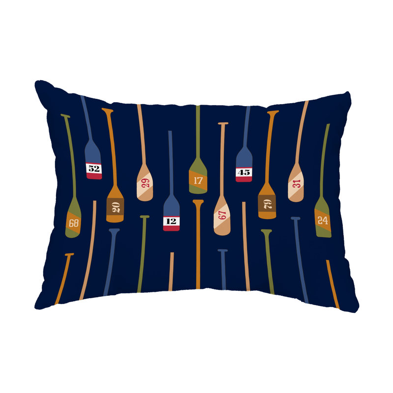 Oar Outdoor Reversible Throw Pillow, Navy