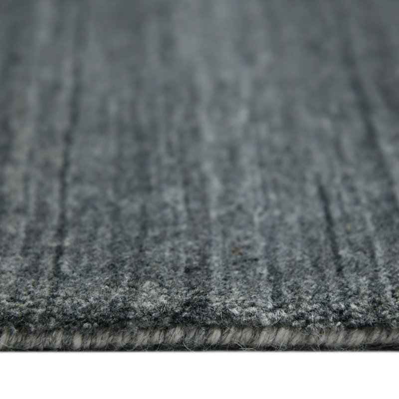 Handmade Gray Stripe Wool Viscose 4' x 6' Area Rug