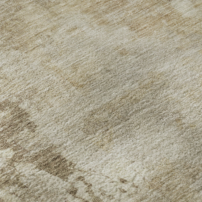 Tapis abstrait lavable à la machine de qualité supérieure Mayfield AMF2073, Tanné, 1 pi 8 po x 2 pi 6 po